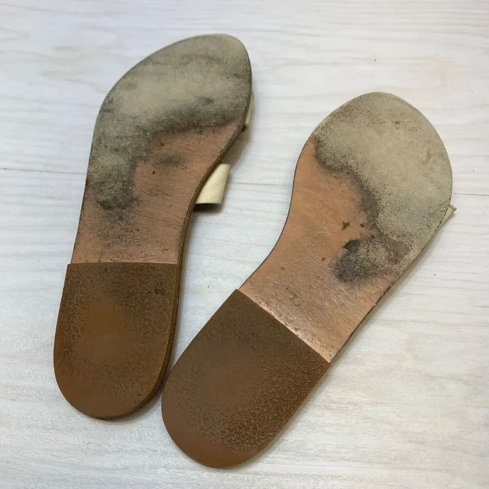Ancient Greek Sandals‎ Womens Apteros White Size 40 US 10 Flat Slides